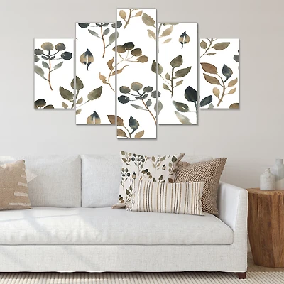 Illustration of Brown Simple Leaves Canvas Wall Art Print