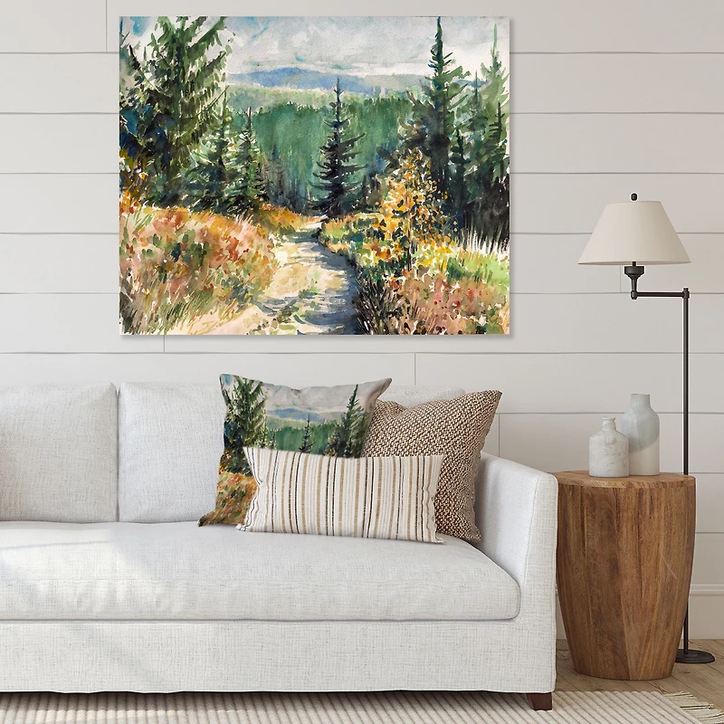 Landscape with Road Mountains  Canvas Wall Art Print