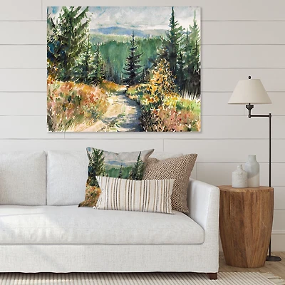 Landscape with Road Mountains Canvas Wall Art Print