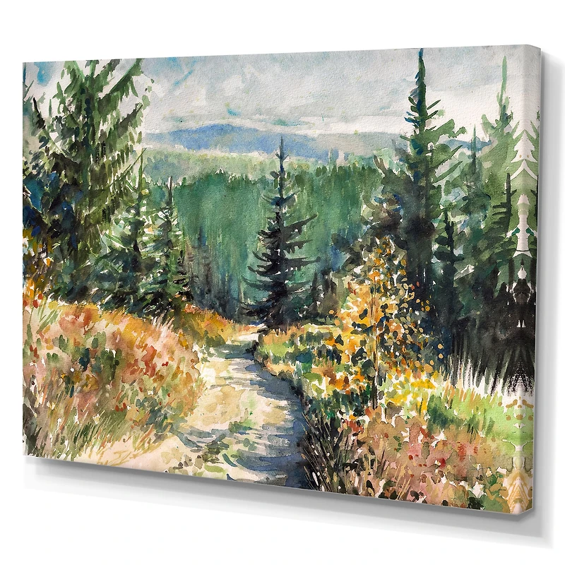 Landscape with Road Mountains  Canvas Wall Art Print