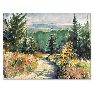 Landscape with Road Mountains  Canvas Wall Art Print