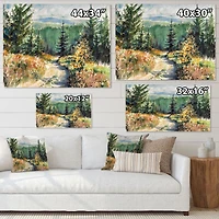 Landscape with Road Mountains  Canvas Wall Art Print