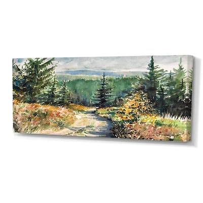 Landscape with Road Mountains  Canvas Wall Art Print