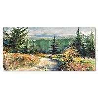 Landscape with Road Mountains  Canvas Wall Art Print
