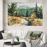 Landscape with Road Mountains  Canvas Wall Art Print