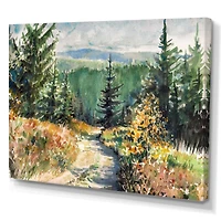 Landscape with Road Mountains  Canvas Wall Art Print