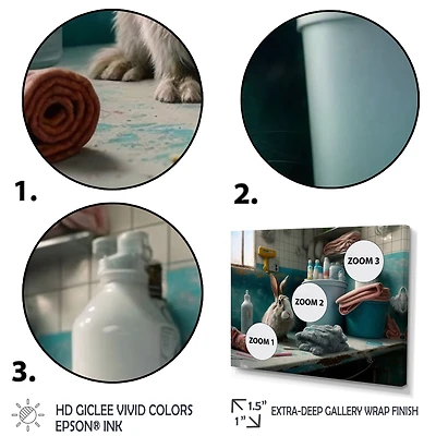 Funny Rabbit Doing Laundry Canvas Wall Art