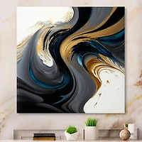 White and Gold Liquid Art IV Wall
