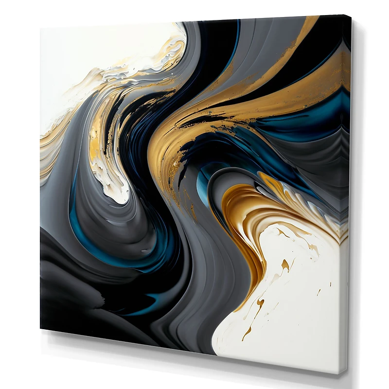 White and Gold Liquid Art IV Wall