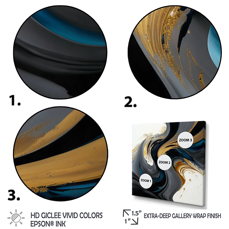 White and Gold Liquid Art IV Wall