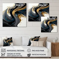 White and Gold Liquid Art IV Wall