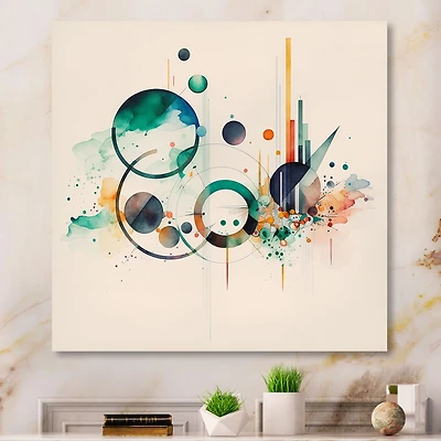 Multi-Color Watercolor Geometric Art Wall