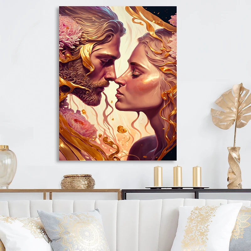 Gold And Pink Couple Art Wall