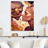 Gold And Pink Couple Art Wall