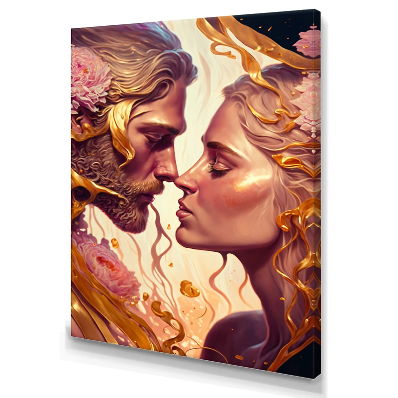 Gold And Pink Couple Art Wall