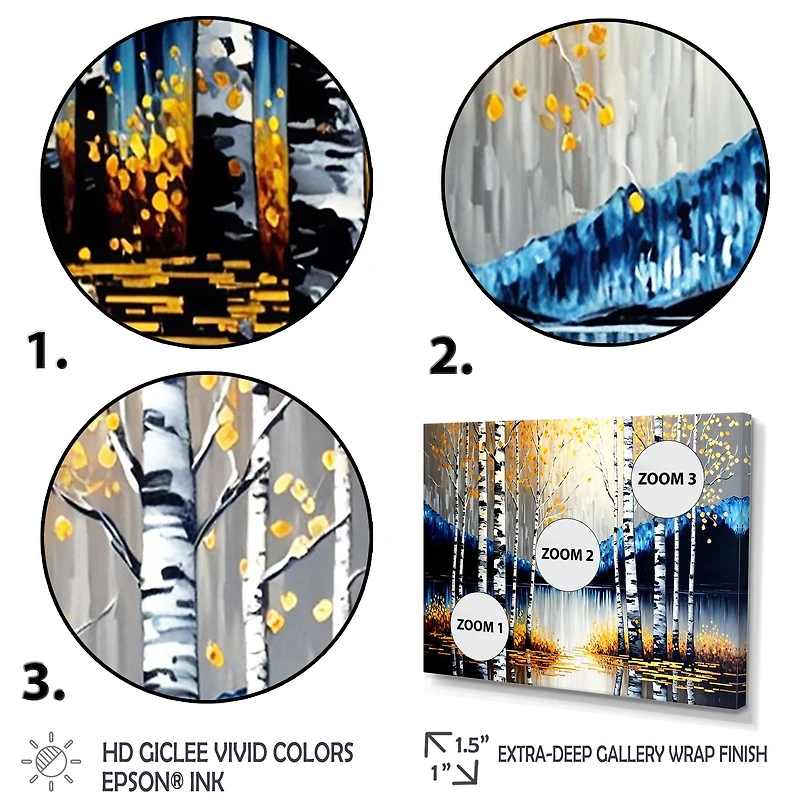 Monochrome Golden Birch Trees By The River IV Wall Art