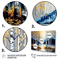 Monochrome Golden Birch Trees By The River IV Wall Art