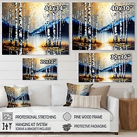 Monochrome Golden Birch Trees By The River IV Wall Art