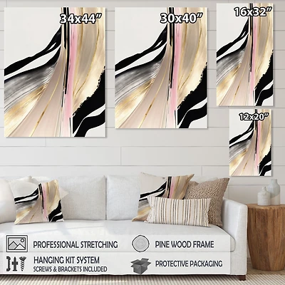 Minimalism Pink And Gold Cubic Fusion VII Wall Art