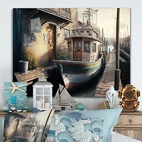 Rustic Port With A Fishing Boat IV Wall Art