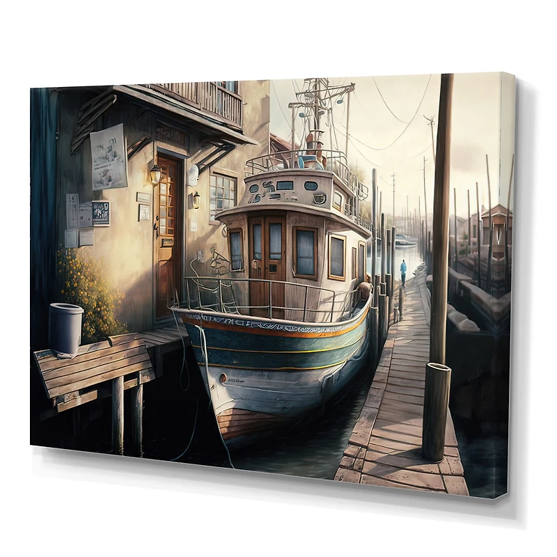 Rustic Port With A Fishing Boat IV Wall Art