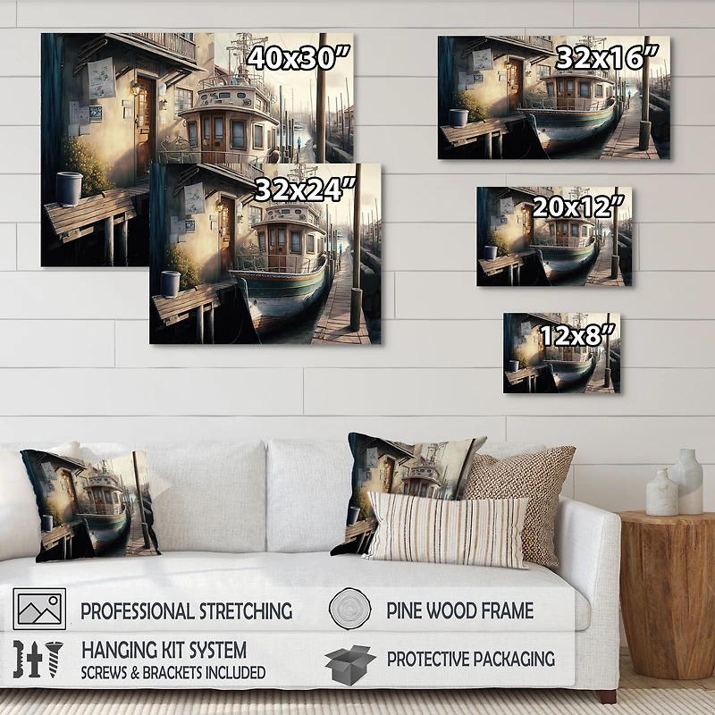 Rustic Port With A Fishing Boat IV Wall Art