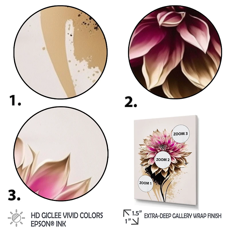 Pink Dahli Flower On Abstract Fusion Wall Art