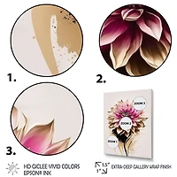 Pink Dahli Flower On Abstract Fusion Wall Art