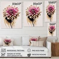 Pink Dahli Flower On Abstract Fusion Wall Art