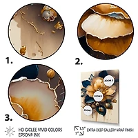 Yellow And Dark Blue Camellia Flower I Wall Art