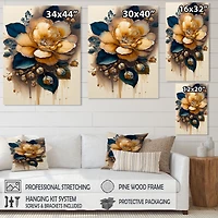 Yellow And Dark Blue Camellia Flower I Wall Art