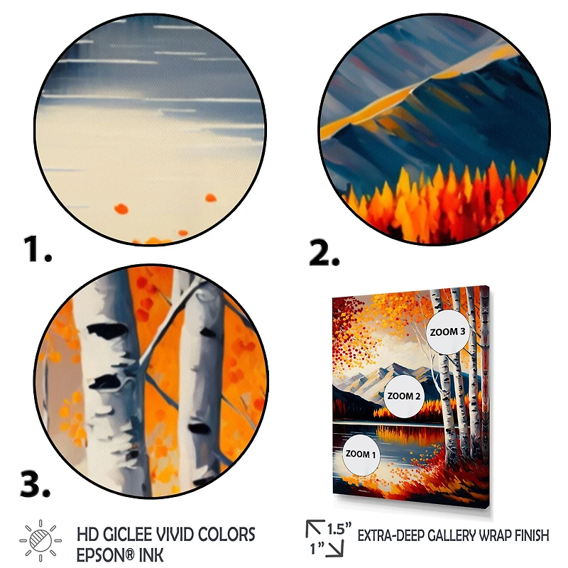 Red And Orange Birch Trees By The Lake V Wall Art