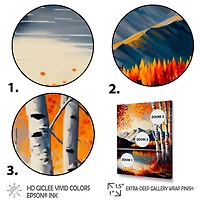 Red And Orange Birch Trees By The Lake V Wall Art