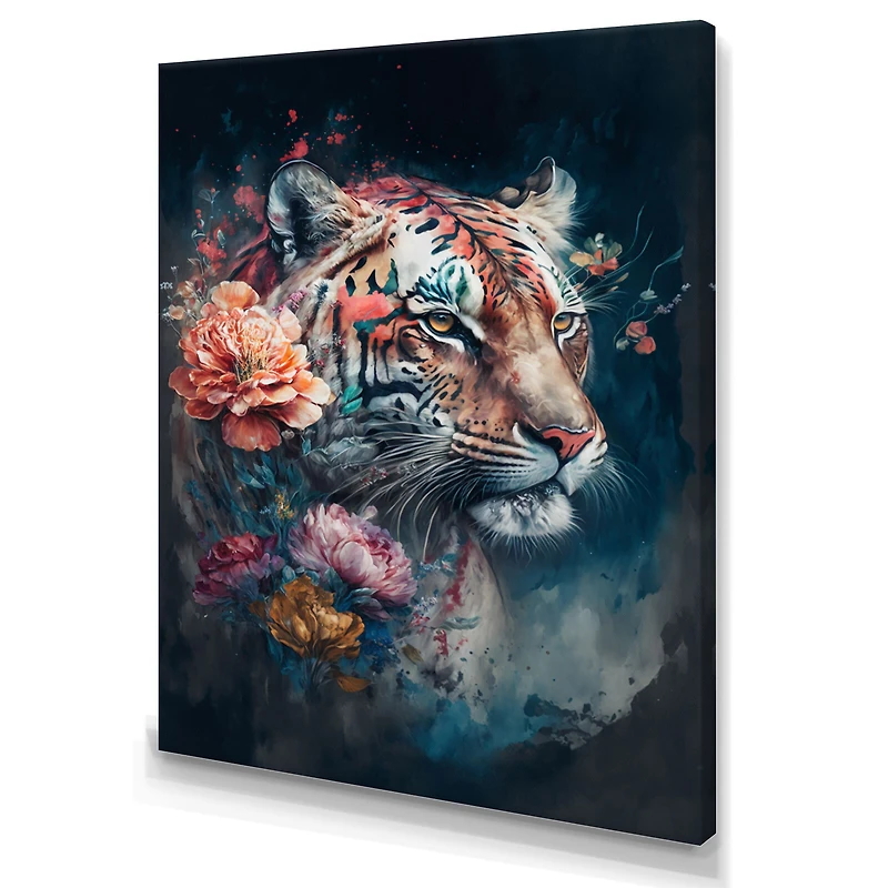 Cute Tiger Floral Art Wall