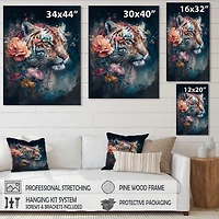 Cute Tiger Floral Art Wall