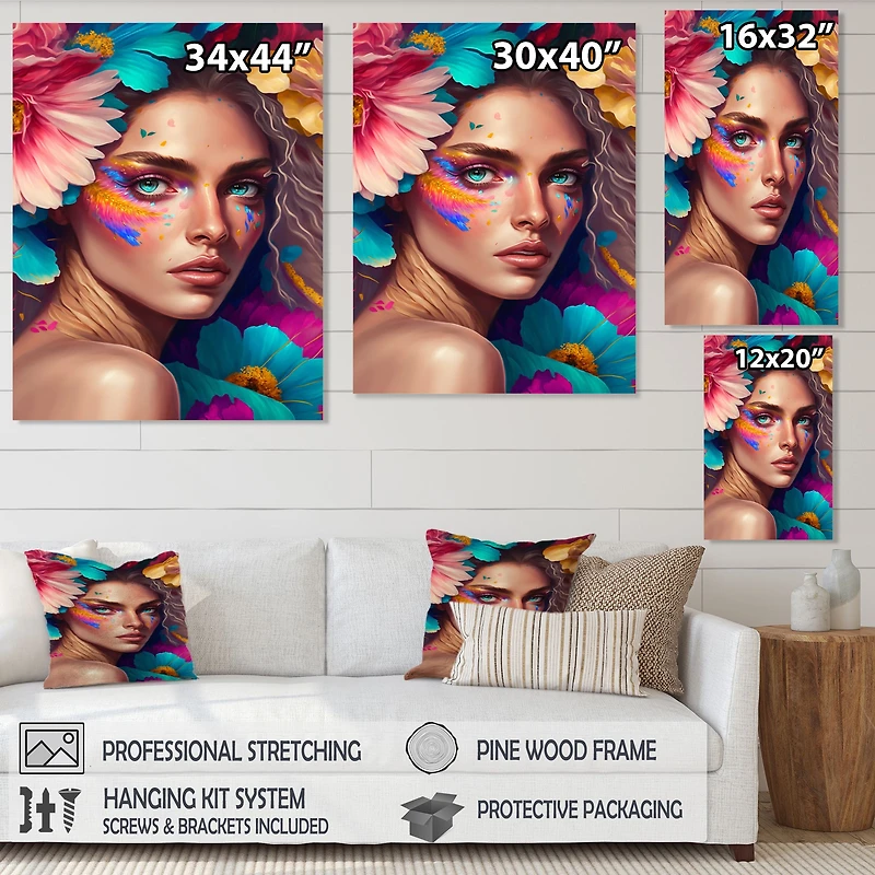 Floral Woman Portrait Wall Art