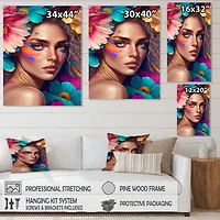 Floral Woman Portrait Wall Art