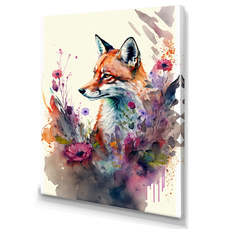 Cute Fox Floral Art Wall