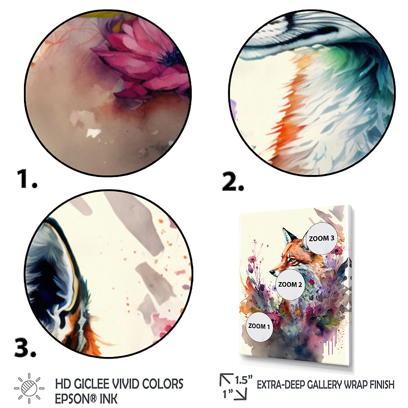 Cute Fox Floral Art Wall
