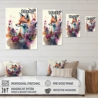 Cute Fox Floral Art Wall