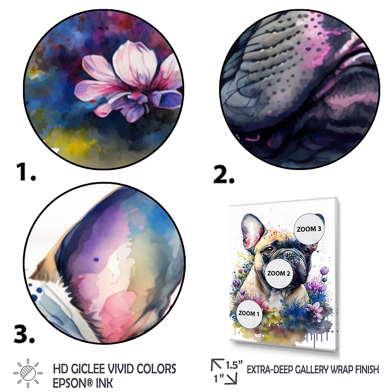 Cute Frenchie Floral Art I Wall
