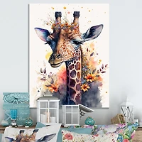 Cute Giraffe Floral Art I Wall
