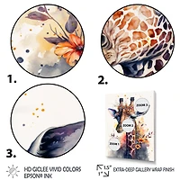 Cute Giraffe Floral Art I Wall