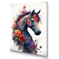 Cute Horse Floral Art I Wall