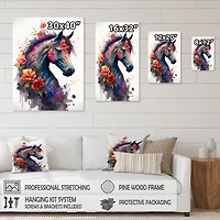 Cute Horse Floral Art I Wall