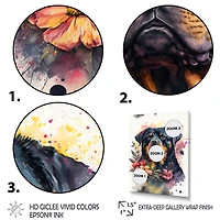Cute Rottweilers Floral Art I Wall