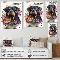 Cute Rottweilers Floral Art I Wall