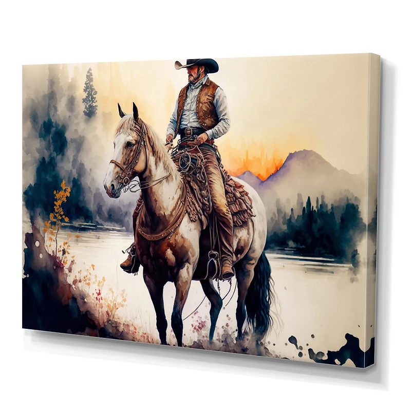 Western Cowboy Riding A Horse Wall Art