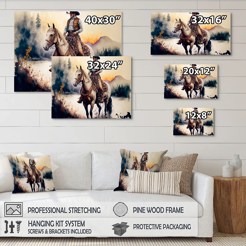 Western Cowboy Riding A Horse Wall Art