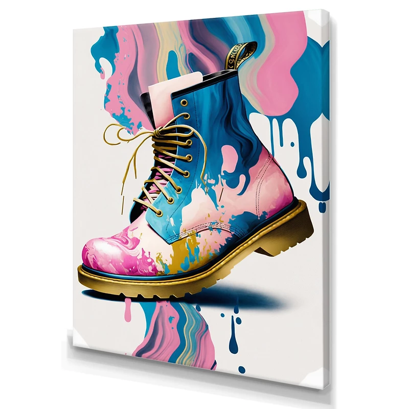 Pink And Blue Art Deco Army Shoes Wall